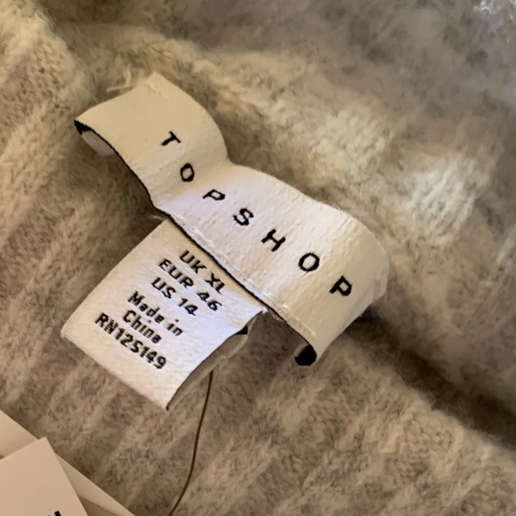 TOPSHOP CROP SWEATER CREAM HEATHER HINTS IF GRAY SIZE X LARGE - Picture 8 of 8